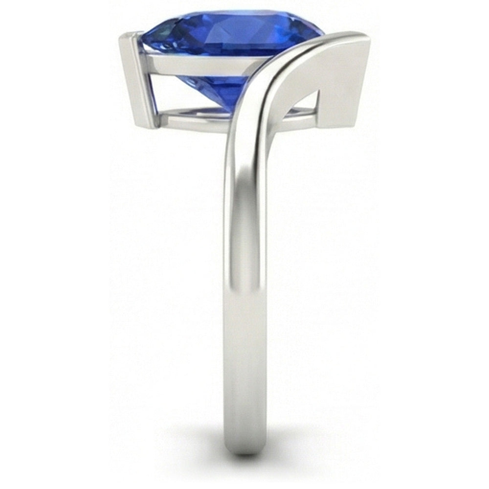 Goutte Saphir Bleu Bleuet bague en Or Blanc 14 Carats – vue d'angle