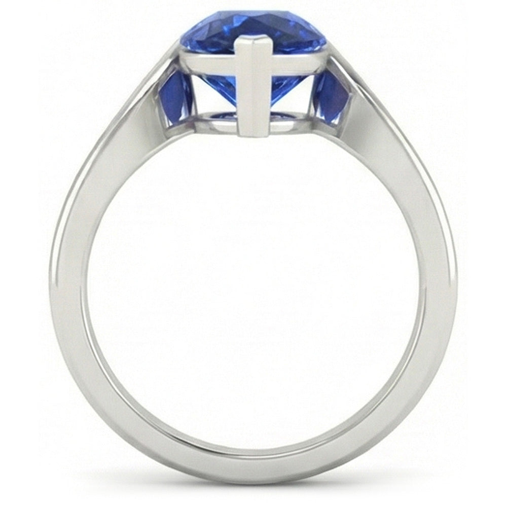 Saphir Bleu Bleuet Bague Pierre de Couleur 1,50-carats Or Blanc 14 Carats – vue de profil