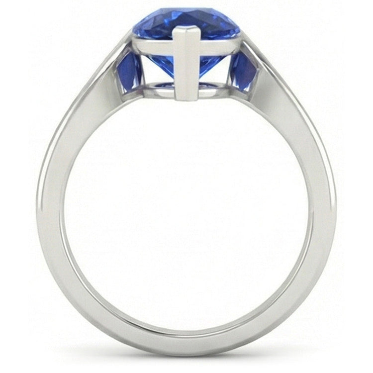 Saphir Bleu Bleuet Bague Pierre de Couleur 1,50-carats Or Blanc 14 Carats – vue de profil