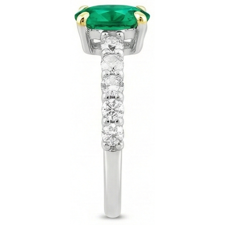 Bague avec Gemme Or Bicolore 14 Carats avec Émeraude Colombienne – vue de profil