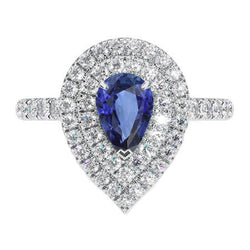 Saphir Bleu Bague Pierre Précieuse de luxe – 4 carats Or Blanc