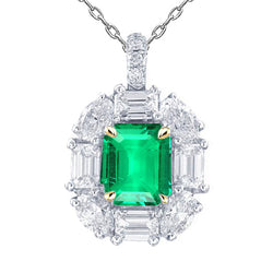 Brillant Pendentif Pierre Précieuse avec Émeraude Colombienne
