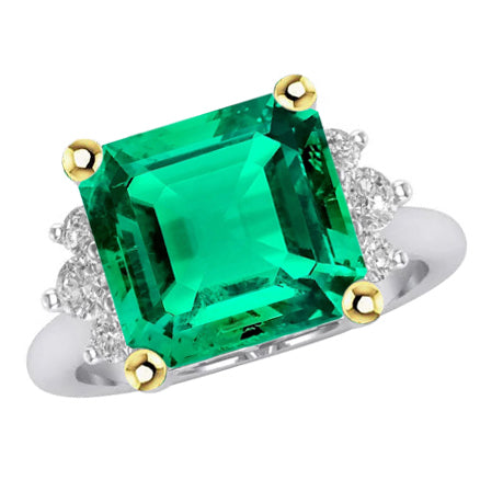 Exquis Émeraude Fine Bague Pierre de Couleur 5 carats – vue principale