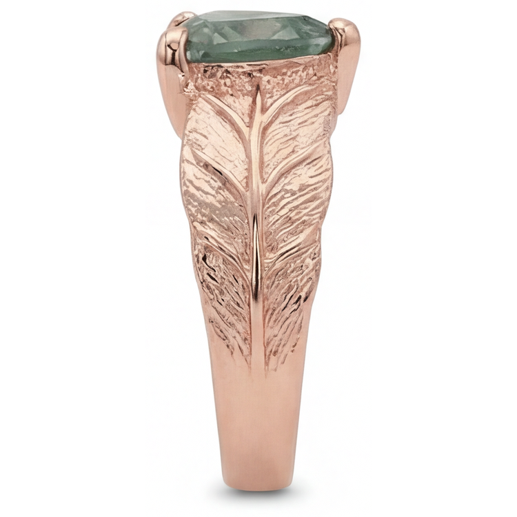 Triangulaire Moss Agate bague en Or Rose 14 Carats – vue d'angle