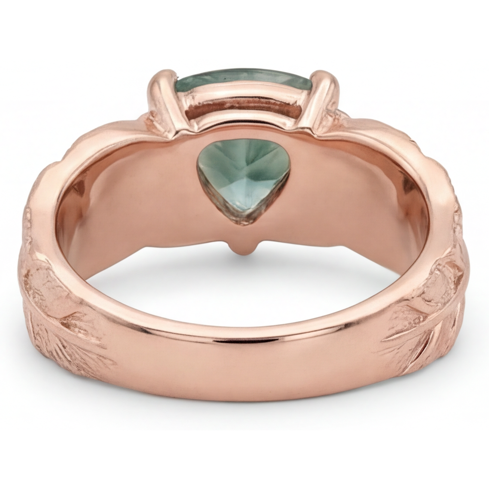 Moss Agate Bague Pierre de Couleur 2 carats Or Rose 14 Carats – vue de profil