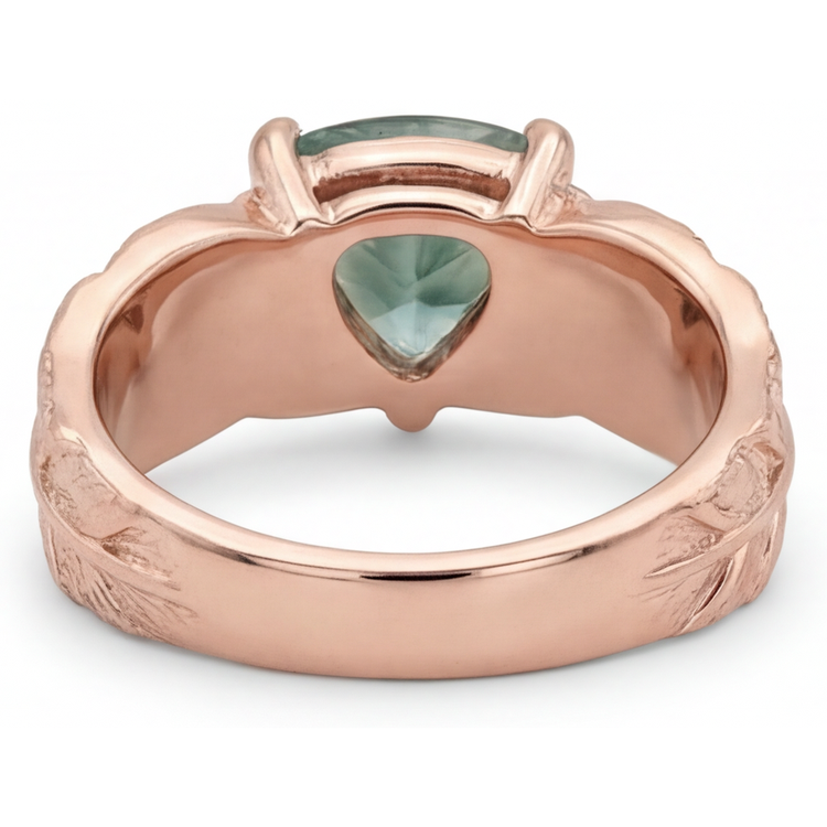 Moss Agate Bague Pierre de Couleur 2 carats Or Rose 14 Carats – vue de profil