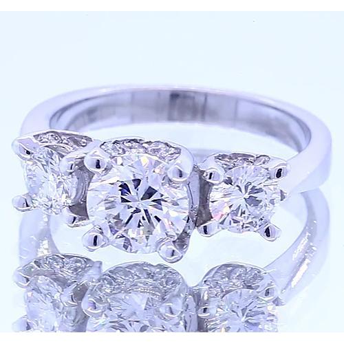 Naturel Bague De Fiançailles À Trois Pierres De 1.50 Carats. Bijoux À 4 Griffes