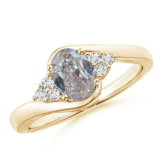 Naturel Bague Diamant Femme Ovale Vieux mineur 2 Carats Tension Style