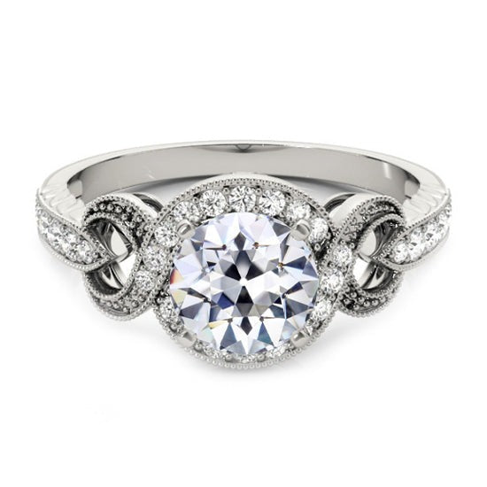 Naturel Bague Halo Diamant Taille Ancienne Style Vintage 3.75 Carats Millegrain