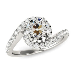 Naturel Bague Halo Diamants Ronds Taille Ancienne Style Tension 4.25 Carats