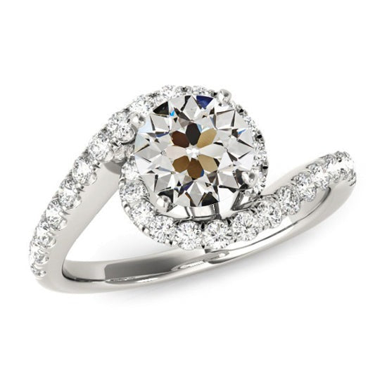 Naturel Bague Halo Diamants Ronds Taille Ancienne Style Tension 4.25 Carats