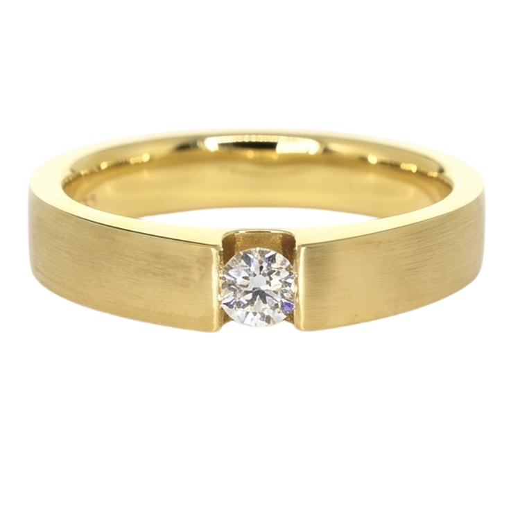 Naturel Bague Homme Or Jaune 14K 0.75 Carats Tension Set