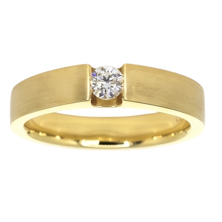 Naturel Bague Homme Or Jaune 14K 0.75 Carats Tension Set