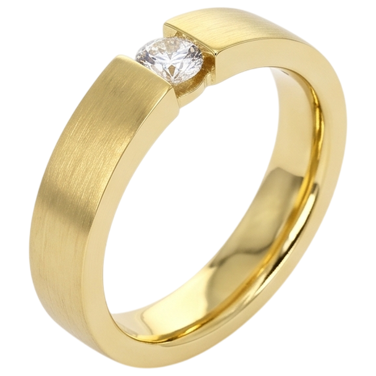 Naturel Bague Homme Or Jaune 14K 0.75 Carats Tension Set
