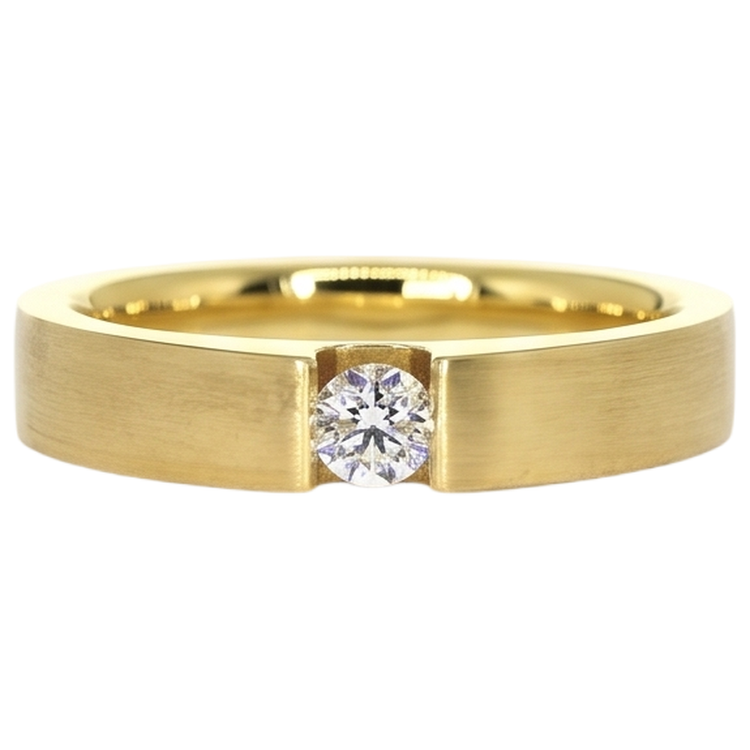 Naturel Bague Homme Or Jaune 14K 0.75 Carats Tension Set