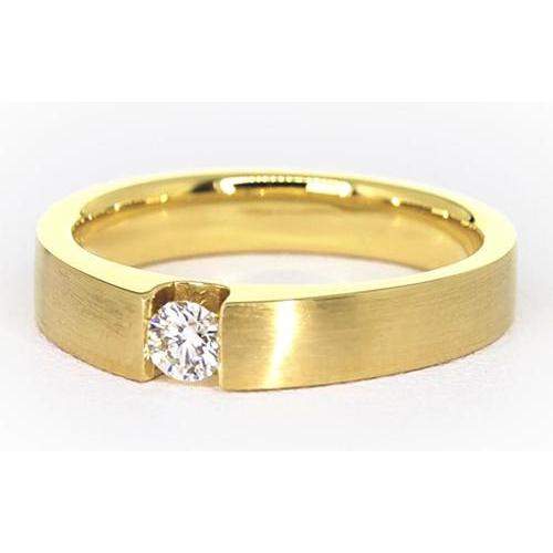 Naturel Bague Homme Or Jaune 14K 0.75 Carats Tension Set