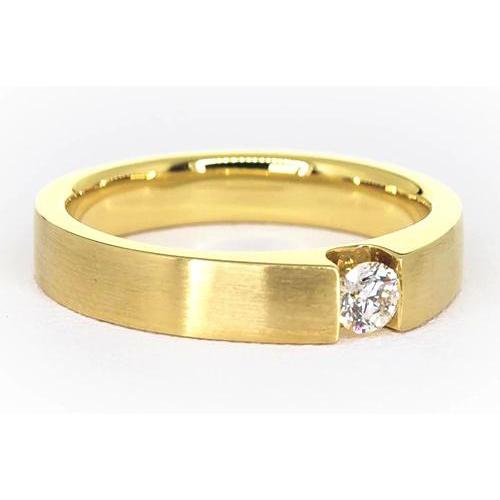 Naturel Bague Homme Or Jaune 14K 0.75 Carats Tension Set