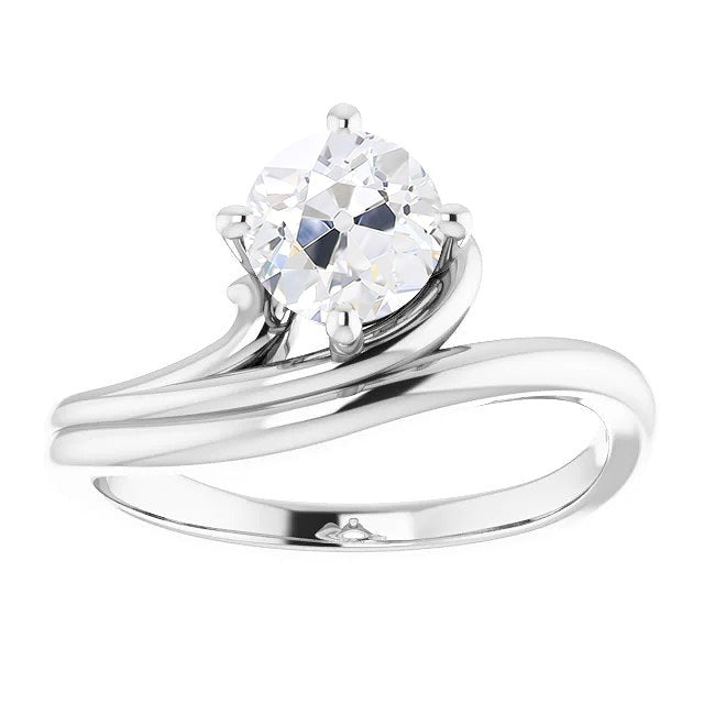 Naturel Bague Solitaire Diamant Taille Ancienne Griffe Torsadée Tige Fendue 2 Carats