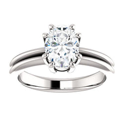 Naturel Bague Solitaire Ovale 5 Carats Tige Fendue Sertissage Griffe Bijoux Neuf