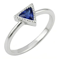 Naturel Bague de fiançailles Halo Trillion Bezel Set Ceylan Sapphire 0.50 Carats