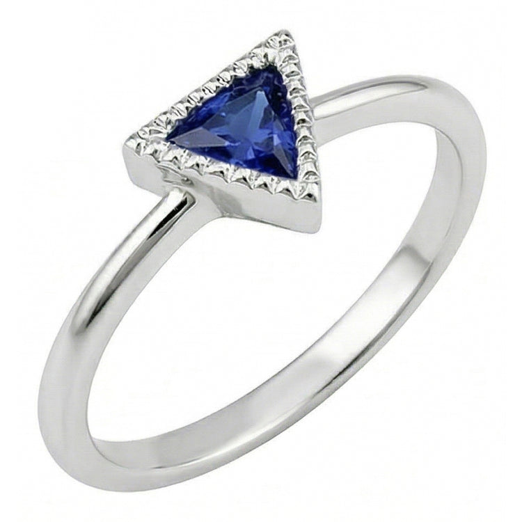 Naturel Bague de fiançailles Halo Trillion Bezel Set Ceylan Sapphire 0.50 Carats