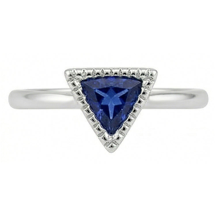 Naturel Bague de fiançailles Halo Trillion Bezel Set Ceylan Sapphire 0.50 Carats