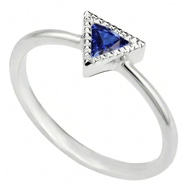 Naturel Bague de fiançailles Halo Trillion Bezel Set Ceylan Sapphire 0.50 Carats