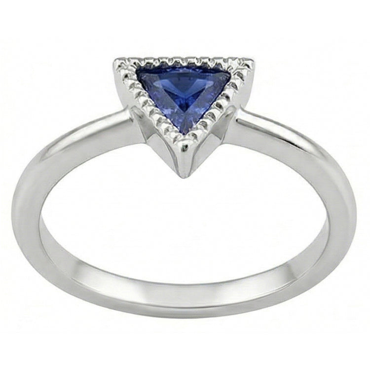 Naturel Bague de fiançailles Halo Trillion Bezel Set Ceylan Sapphire 0.50 Carats