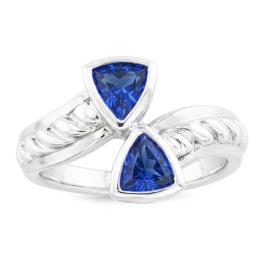 Naturel Bague de pierres précieuses Trillion Bezel Set Blue Sapphire 1 Carat Corde Style