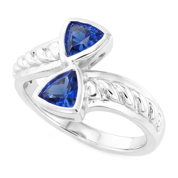 Naturel Bague de pierres précieuses Trillion Bezel Set Blue Sapphire 1 Carat Corde Style