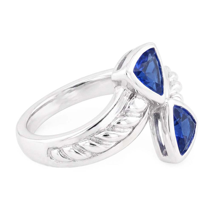 Naturel Bague de pierres précieuses Trillion Bezel Set Blue Sapphire 1 Carat Corde Style