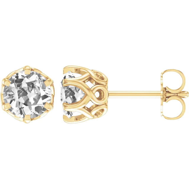 Naturel Boucles d'Oreilles Criss Cross Solitaire Or Jaune 3 Carats Push Backs