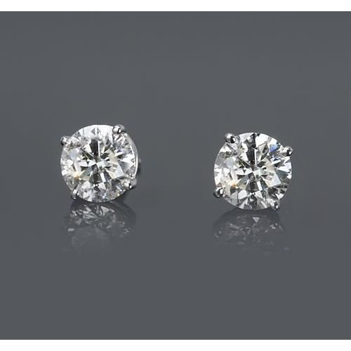 Naturel Clous d'Oreilles Diamant Rond 2 Carats