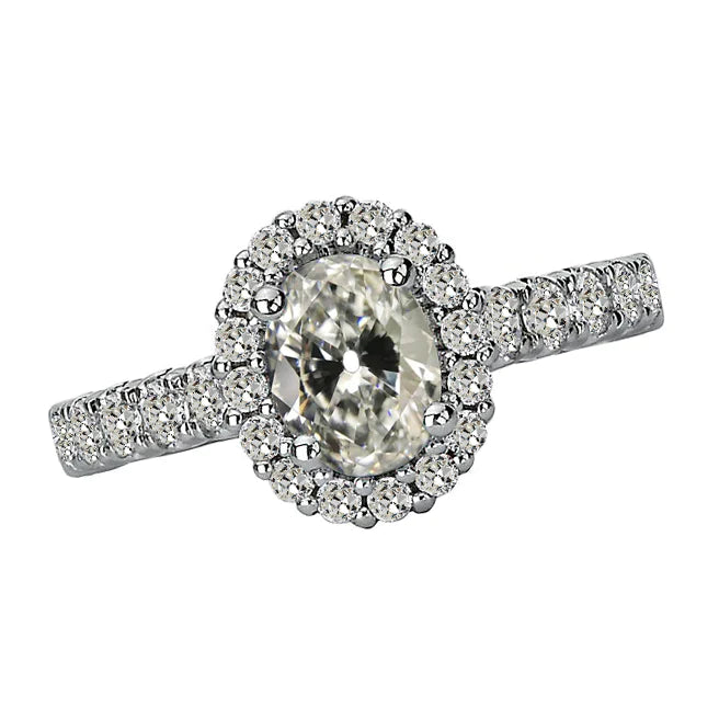 Naturel Diamant Rond & Ovale Old Mine Cut Halo Bague Bijoux 5 Carats