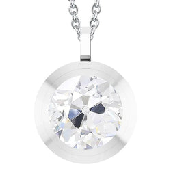 Naturel Diamant taille ronde de 5 carats dans un pendentif solitaire en or blanc