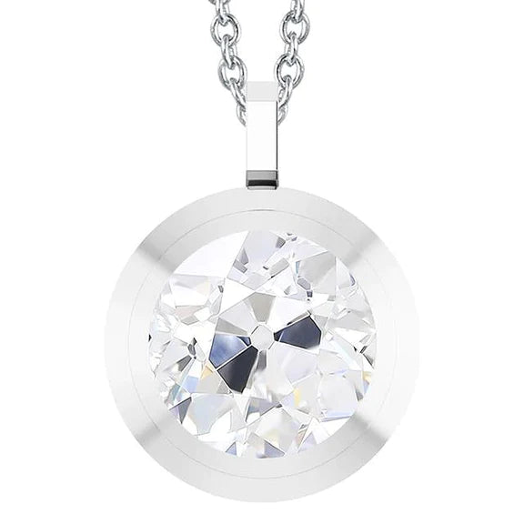 Naturel Diamant taille ronde de 5 carats dans un pendentif solitaire en or blanc