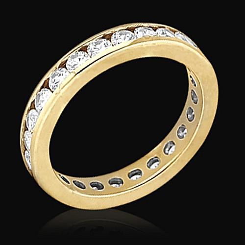 Naturel Diamants Ronds 1.68 Ct. Bague De Fiançailles Eternité En Or Jaune