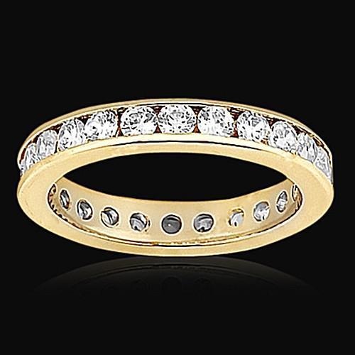 Naturel Diamants Ronds 1.68 Ct. Bague De Fiançailles Eternité En Or Jaune