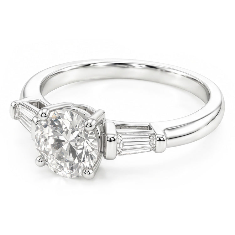 Old European Bague Trilogie – Diamant Fin 2.50 carats Or 14K Blanc
