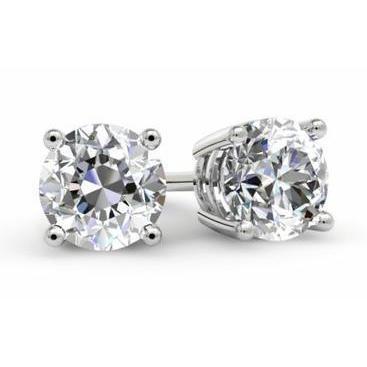 Old European Big Sparkling 6 Ct Réel Diamond Ladies Studs Earrings Gold 14K