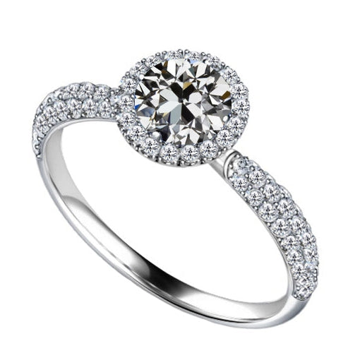 Brillant Bague de Fiançailles Halo 2,50-carats Or Blanc 14 Carats – vue principale