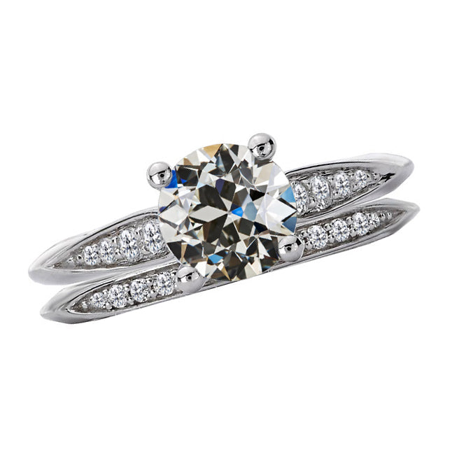 Bague Nuptiale Or Blanc 14 Carats avec Diamant Fin – vue principale