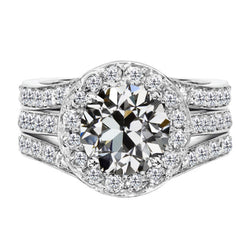 Diamant Bague de Fiançailles Halo fait main 2 carats