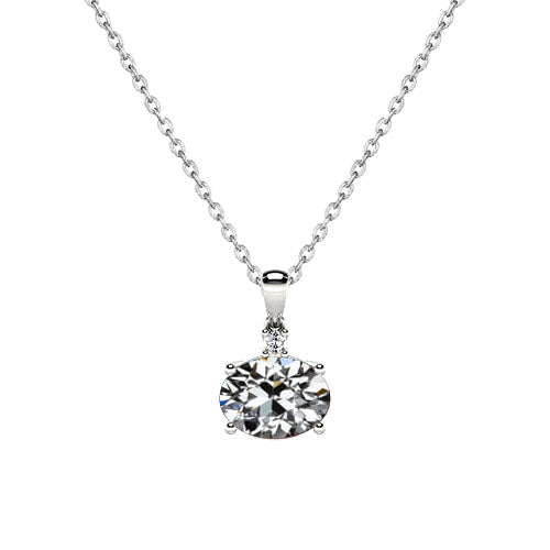 Diamant Fin Taille Old Mine Pendentif Goutte en Or Blanc 14 Carats – vue principale