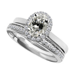 De luxe Brillant Bague Nuptiale 2,50 carats – Or 14K Blanc