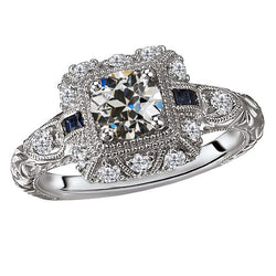 Bord Perlé Bague Nuptiale – Diamant Fin 1 carats Or 14K Blanc