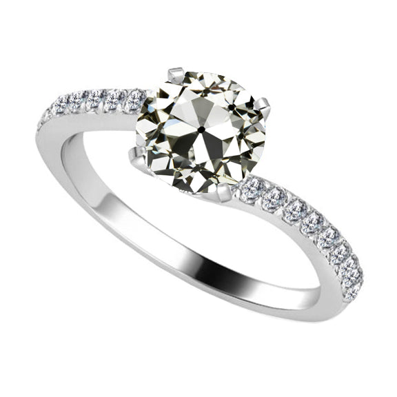 Fin Bague Solitaire avec Accents 2 carats – vue principale