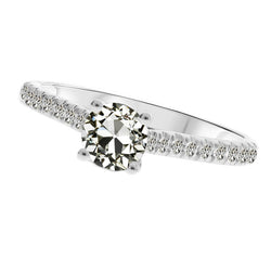 Solitaire avec Pierres Latérales Or Blanc 14 Carats – Diamant