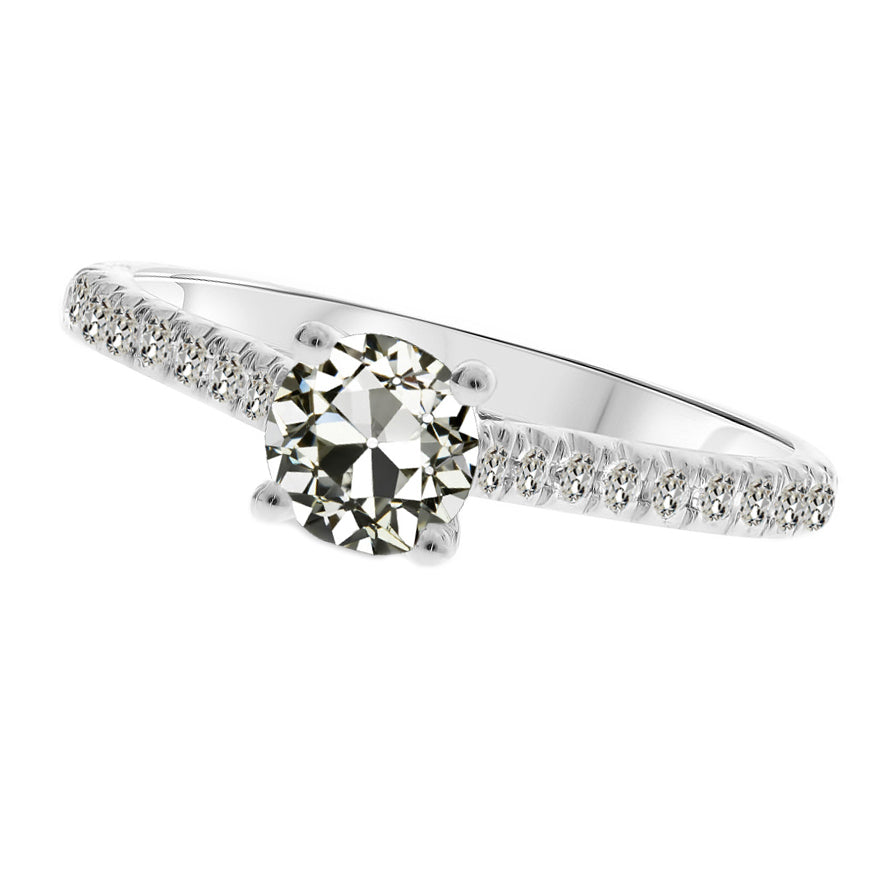 Solitaire avec Pierres Latérales Or Blanc 14 Carats avec Diamant – vue principale