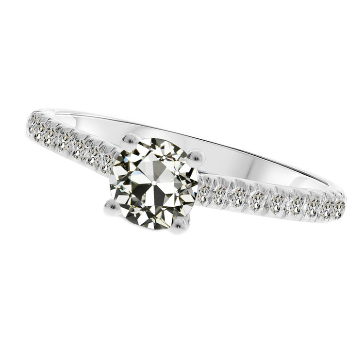 Solitaire avec Pierres Latérales Or Blanc 14 Carats avec Diamant – vue principale